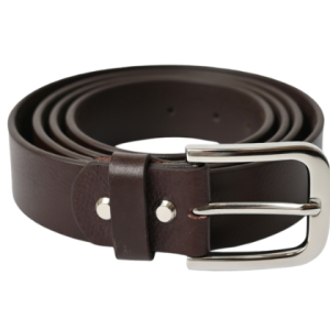 Men’s Classic Leather Belt – Dark Brown with Silver Buckle | ARVELO