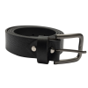 Classic Black Textured Leather Belt for Men with Matte Metal Buckle